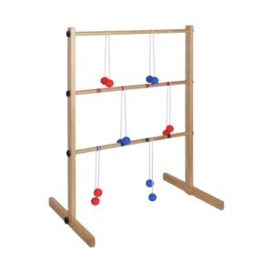 Leitergolf für Kinder und Erwachsene, Wurfspiel für Garten, Outdoor Spiel mit 6 Bällen, Holzkonstruktion, Natur