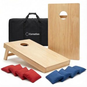 Cornation Cornhole Set aus Holz 90x60 cm – Hochwertiges Outdoor Wurfspiel für Garten & Freunde – inkl. 8 Bags & Tragetasche – Cornhole Spiel Outdoor für Erwachsene & Kinder