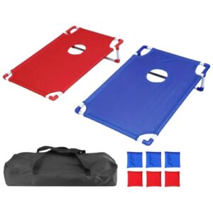 Cornhole Spieleset für Erwachsene mit 6 Bohnensäckchen und 58 x 51 cm Spielbrett für Garten, Hinterhof oder Innenhof