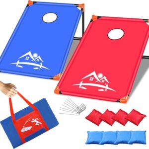 OBOVO Cornhole Spiel Outdoor, Cornhole Säckchen mit PVC gerahmtem Set für Kinder und Erwachsene, Hinterhof, Rasen, Strand Spiele Camping