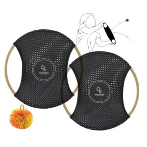 Schildkröte Ogo Sport Bambus Set: Nachhaltiges Fang- und Wurfspiel für Kinder und Erwachsene, Outdoor-Spiel mit elastischen Ogo-Scheiben und Wuschelball