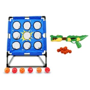 Wurfspiel für Kinder und Erwachsene inklusive Popper-Spielzeugpistole, Bolimo Pro Ballspiel/Wurfspiel Indoor und Outdoor, Wurfspiel mit Zielscheibe für Garten, Park, Camping, Strand