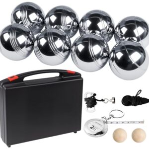 Boccia-Set mit 8 Metall-Kugeln, Zielkugel und Abstandsmesser für Outdoor- und Strand-Spielzeug