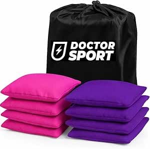 Professionelle Cornhole-Beanbags 15x15cm, 400g, rosa und lila Farben, beste Verarbeitung und Materialien