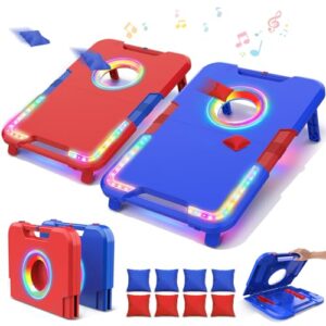 VATOS Tragbares Cornhole-Set mit LED-Lichtern und Soundeffekten für Garten, Camping, Tailgate-Partys, Outdoor-Spiel