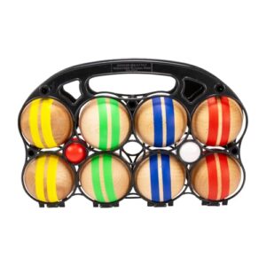 Boccia Spiel aus Massivholz mit 8 farbenfrohen Kugeln, Durchmesser 7 cm, Made in EU