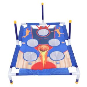 Blauer und weißer Cornhole-Spielsatz für drinnen und draußen mit Ringwurfspielbrett, Wurfringen und Sandsäcken für einen unterhaltsamen Familienausflug oder Spielabend