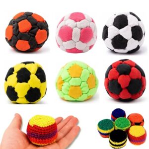 6 Stück Hacky Sack Fußbälle mit verschiedenen Farben und Mustern, ideal für Jonglieren, Kickbälle oder Solo-Training