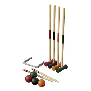 Vollholz Croquet Set für Erwachsene und Kinder - 4 Spieler, ideal für Outdoor-Spiele und Gruppenaktivitäten