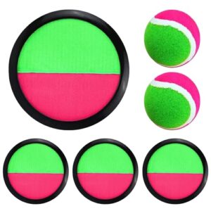 Klettballspiel Set mit 4 Fangscheiben, 2 Bällen, Outdoor Spiele für Kinder, Wurfspiel Spielzeug Garten Spiele ab 3-4-5-6-7-8-9-10 Jahren für Jungen und Mädchen