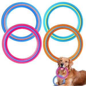 Ermüdungsarmes Outdoor-Spielzeug für Hunde: 4 Stück Flying-Ring Wurfring mit professionellem aerodynamischen Design, leicht fangbar und präzise Flugbahn.