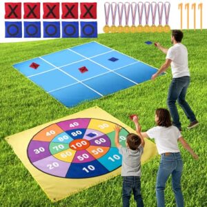 2-in-1 Riesen Tic Tac Toe & Beanbag-Wurfspiel für Kinder und Erwachsene - 147 cm groß, beidseitig bespielbarer Outdoor-Wurfplatz im Garten, am Strand, zum Camping oder bei Familienfesten