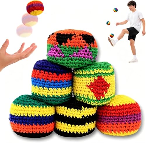 Neues gestricktes Fußsack-Set für Kinder und Erwachsene, 6/12/18 Teiliges Häkel-Fußsack-Set, bunte Jonglier-Wurftaschen, handgefertigte Fußsäcke für Spiele im Freien, Spielplatz und Reisen