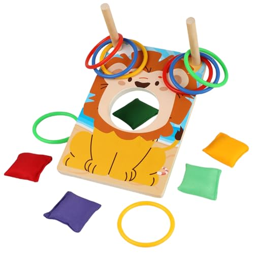 Zuniplex Cornhole Spiel & Ringwurf aus Holz, Wurfspiel für Kinder ab 3 Jahren, Familienpartyspiele und Montessori-Lernspielzeug