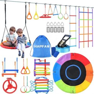 Ninja Warrior Parcours für Kinder mit 10 Hindernissen, Klettergerüst und Seilrolle