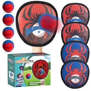 Klettball Set mit 4 Fangscheiben und 4 Bällen, perfekt für Kinder ab 3 Jahren. Unterhaltsames Spielzeug für Partys, Garten, Innen und Außen.