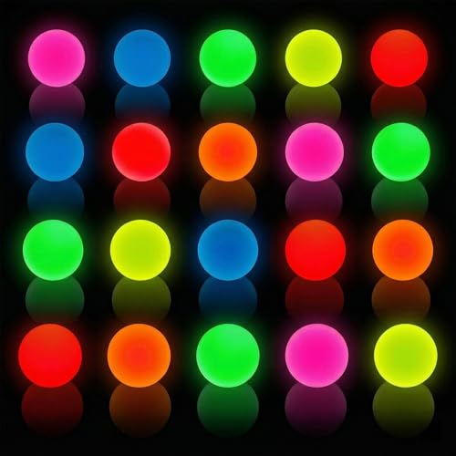 20 Stück Leuchtende Flummi Gummiball Neon, 25mm Fluorescents Flummies, Hüpfbälle für Partys und Geschenke