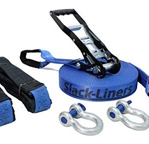 Slackline Komplett-Set 6-TLG, blau, 50mm breit, 18m lang, Made in Germany
