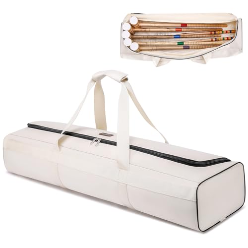 Valveric Croquet-Schläger Organizer für 6 Spieler-Set, Tragbare Croquet-Tasche mit großem Stauraum und gepolstertem Schultergurt