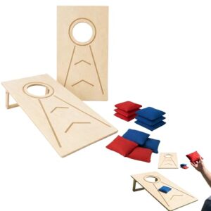 Cornhole Wurfset mit 2 Holzbrettern und 10 Wurfsäckchen für Outdoor & Indoor Spiel - Komplettes Set zum Spielen im Garten, Strand oder Park