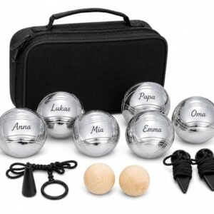 Homewit Personalisiertes Boule Set: 6 Metallkugeln mit Gravur, Boccia und Petanque Outdoor-Spiel für Garten, Strand und Park