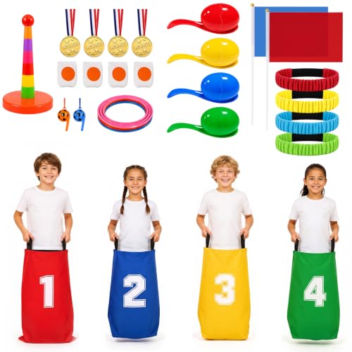 Set von farbigen Partyspielen für Kinder und Erwachsene, ideal für Geburtstagspartys, Gartenpartys oder Sommerfeierlichkeiten